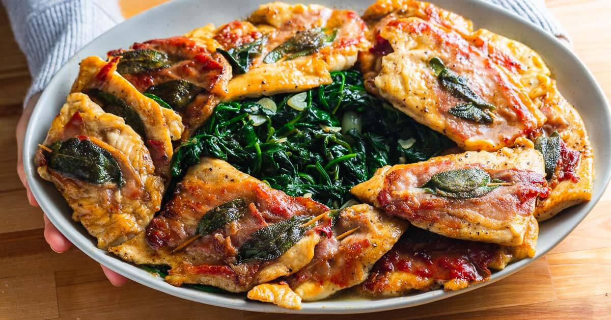 Chicken saltimbocca with prosciutto and sage