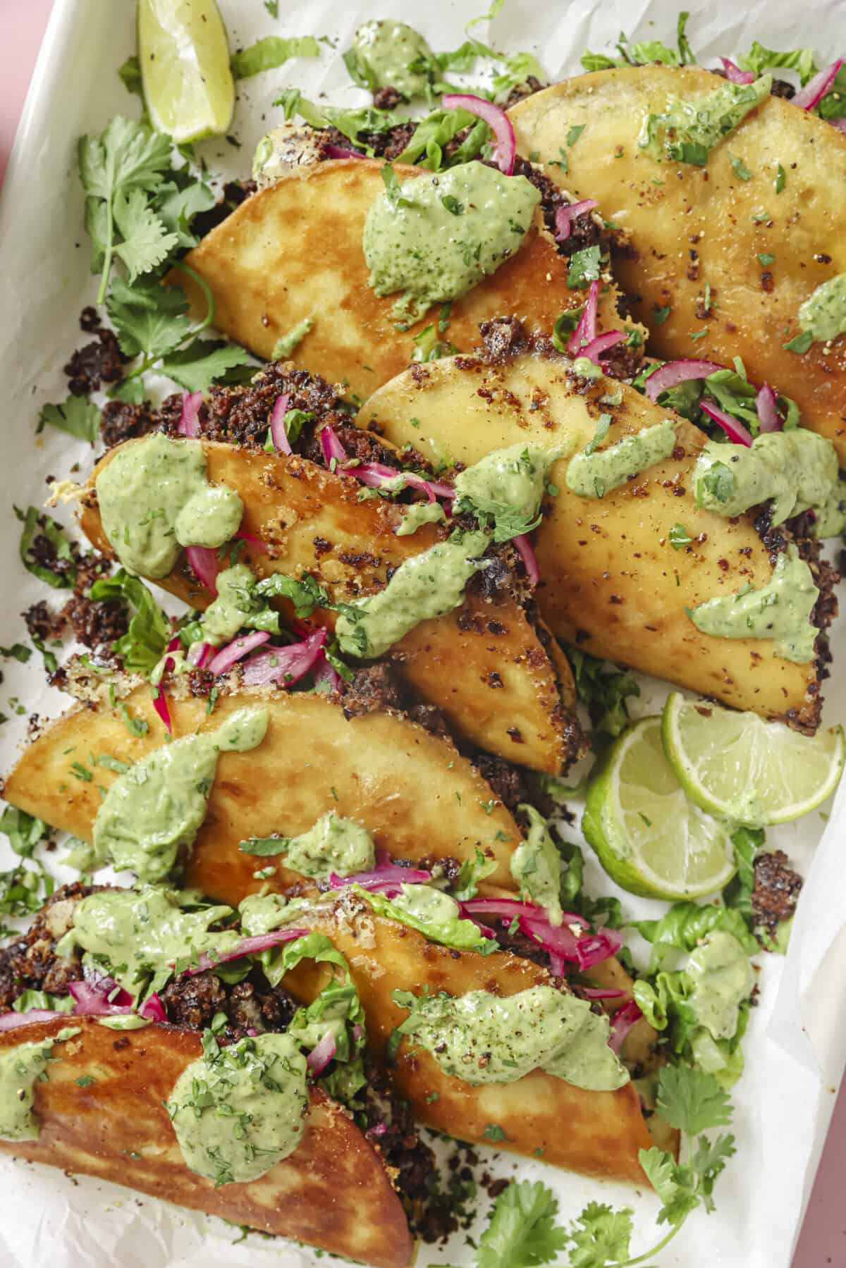 Crispy black bean tacos with fillings