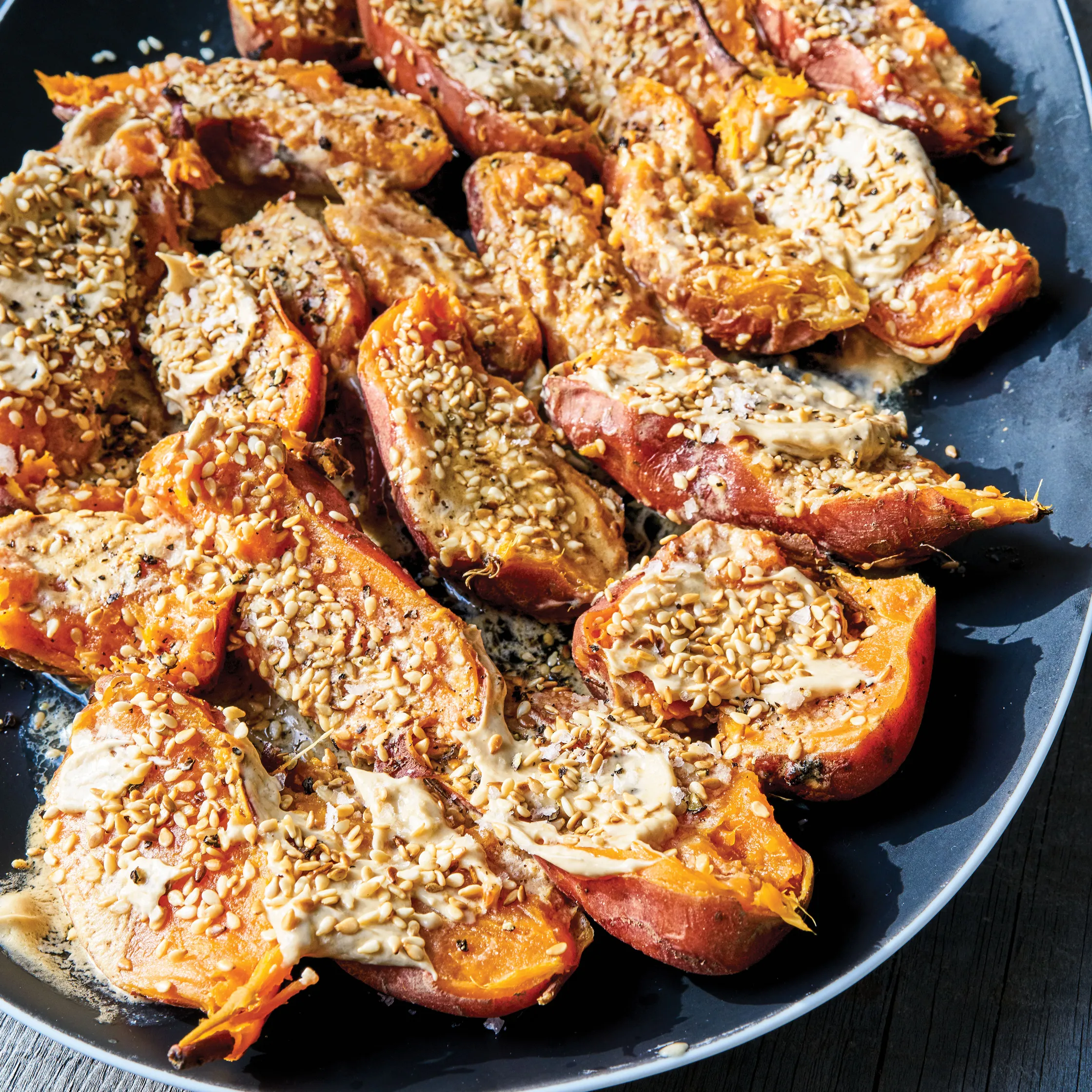 Sweet potatoes with tahini butter