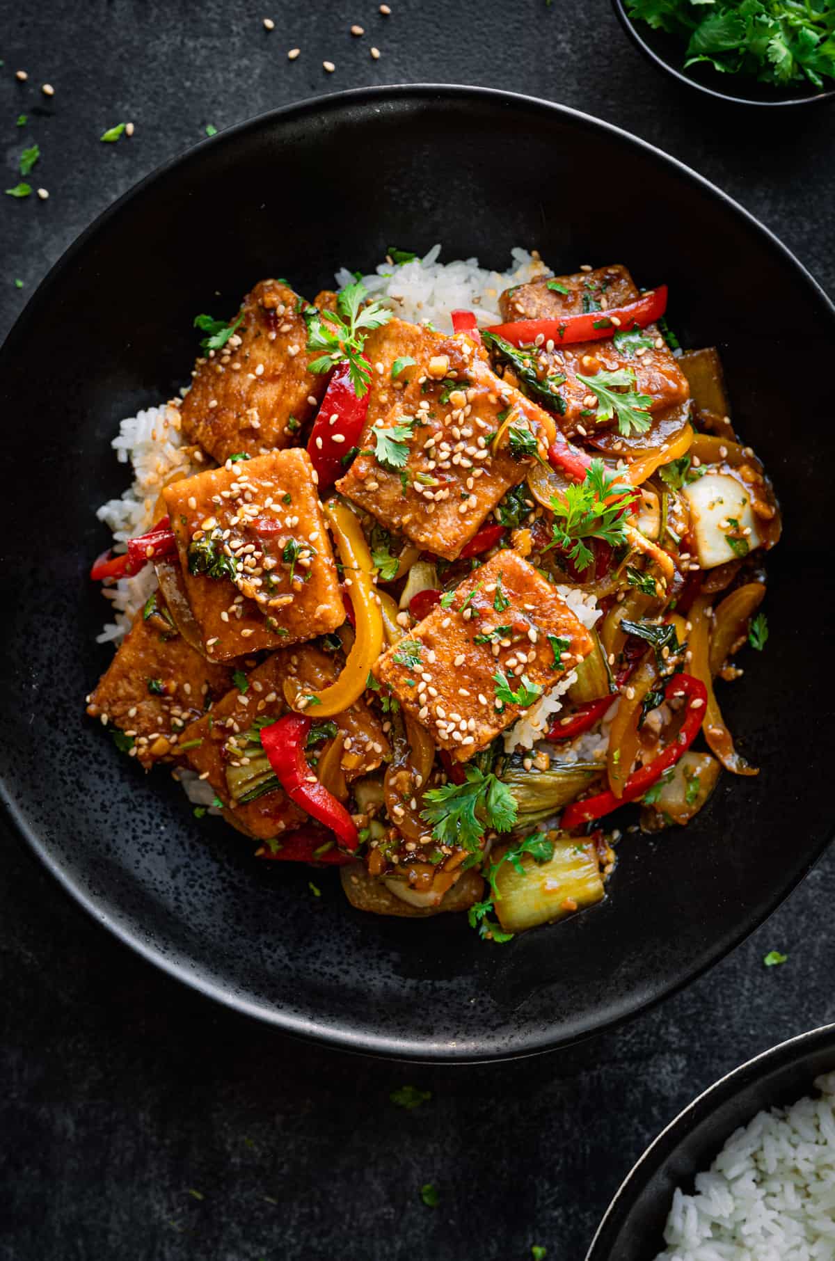 Colorful tofu stir fry with vegetables